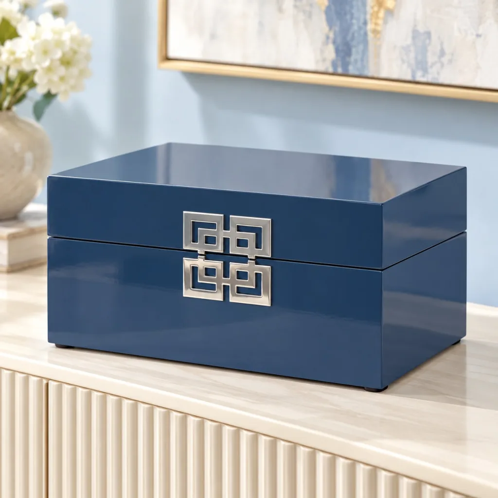 CAJA DECORATIVA AZUL L 44574-BLUE-L en ambiente