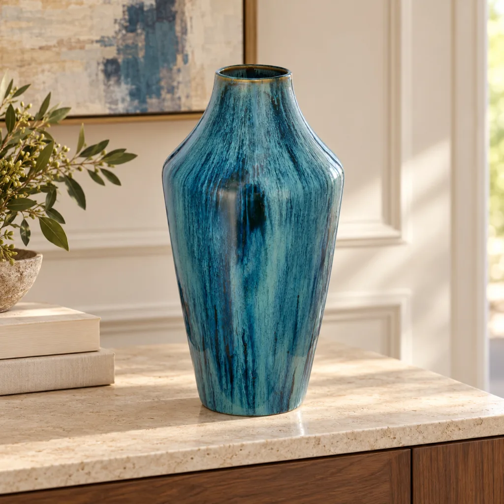 JARRON CERAMICA AZUL 60709 de KAAS en ambiente