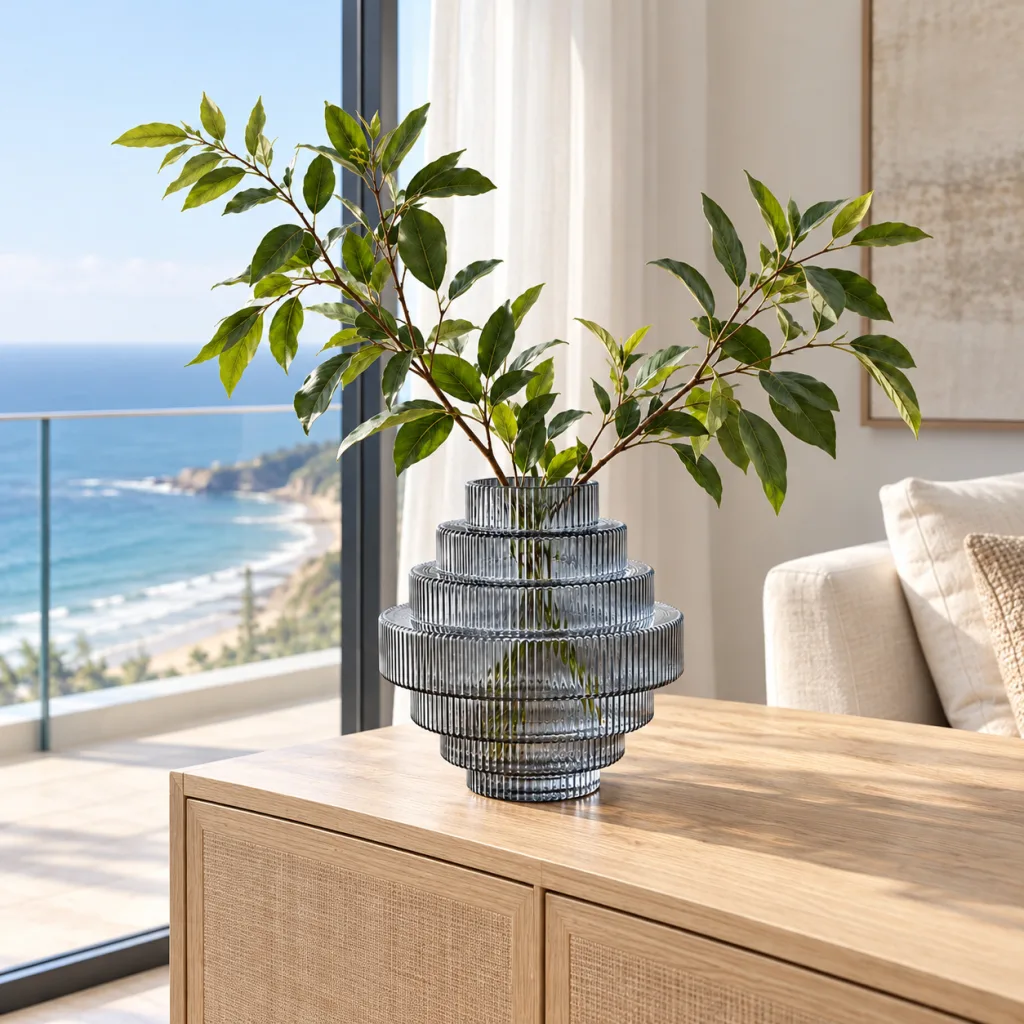 FLORERO GEOMETRIC PLOMO L 70473PL de KAAS en ambiente
