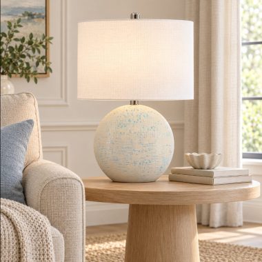 LAMPARA MESA BEIGE/CELESTE