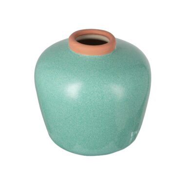 FLORERO REDONDO DE CERAMICA COLOR TURQUESA
