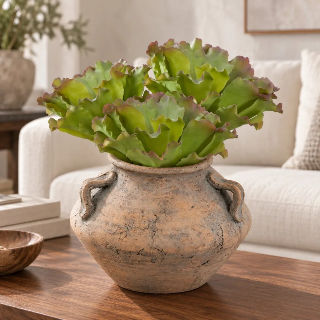 SUCULENTA LECHUGA VERDE en ambiente decorativo