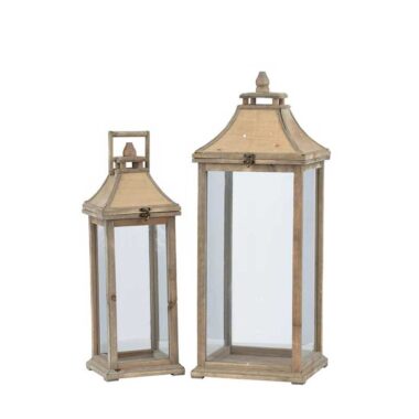 Farol de madera y vidrio