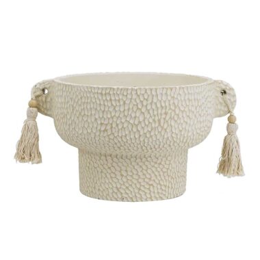 MACETA BEIGE CON BORLAS S