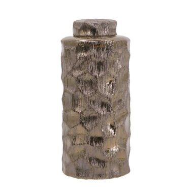 JARRON CILIDRO DE CERAMICA COLOR BRONCE