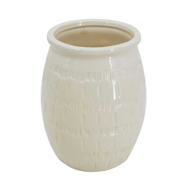 FLORERO DE CERAMICA COLOR CREMA