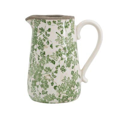 JARRA DECORATIVA CON DISEÑO DE FLORES VERDES