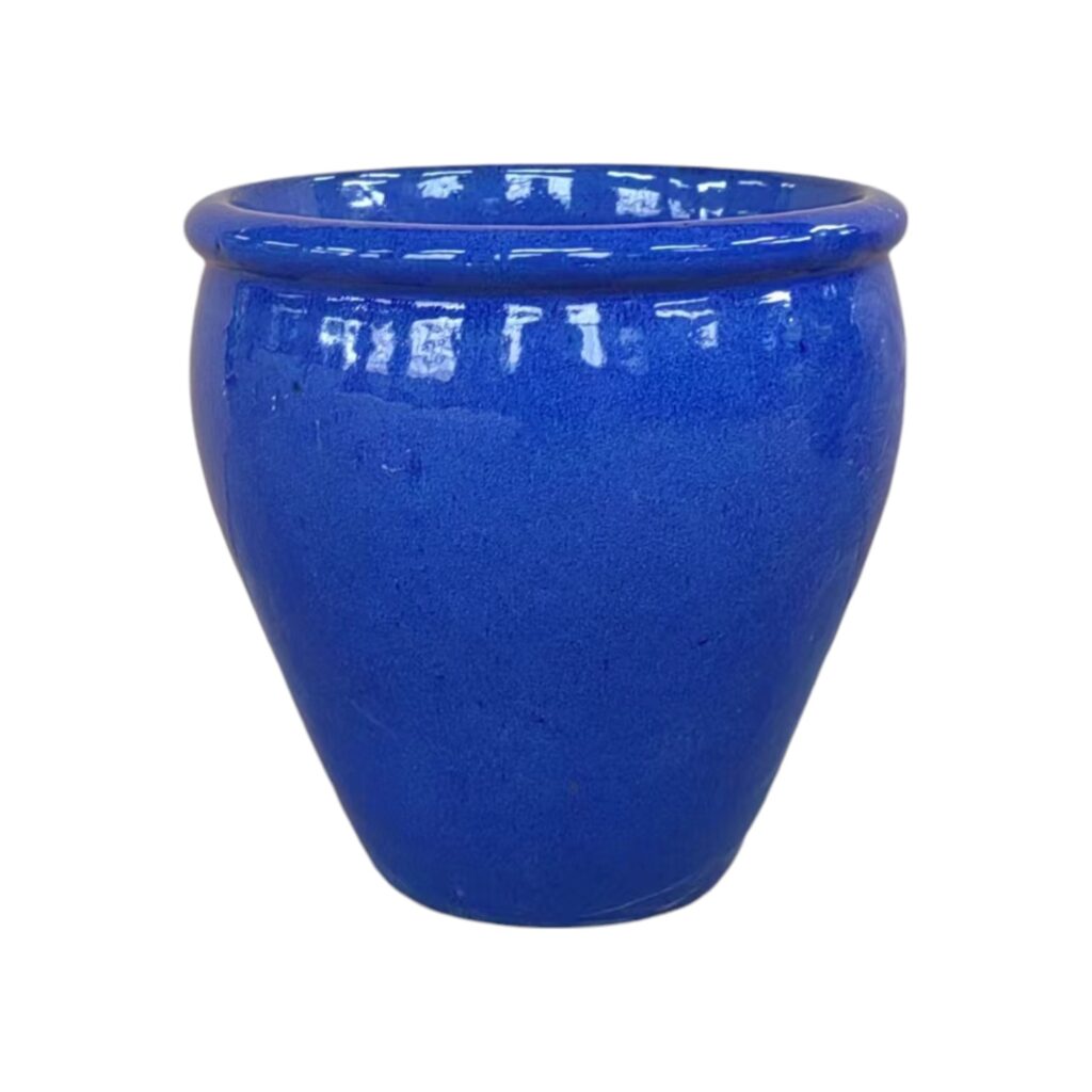 MACETA DE CERAMICA COLOR AZUL