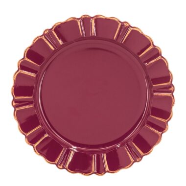PLATO BASE ROJO BORDE DORADO
