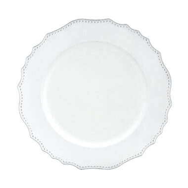 PLATO BASE BLANCO CON BORDE PLATEADO