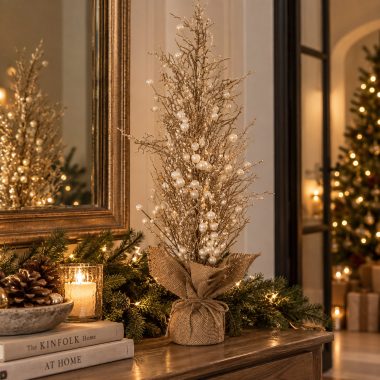PINO DE NAVIDAD DORADO/PERLAS