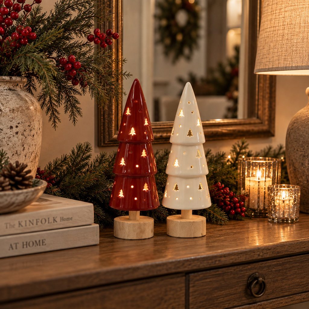 ARBOL DE NAVIDAD CERAMICA BLANCO