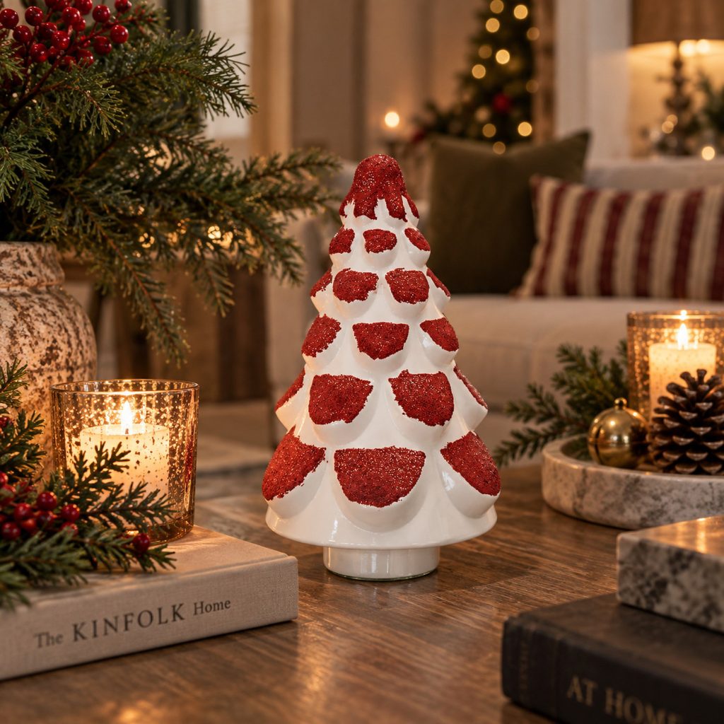 ARBOL DE NAVIDAD BLANCO/ROJO