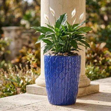 MACETA DE CERAMICA COLOR AZUL - M
