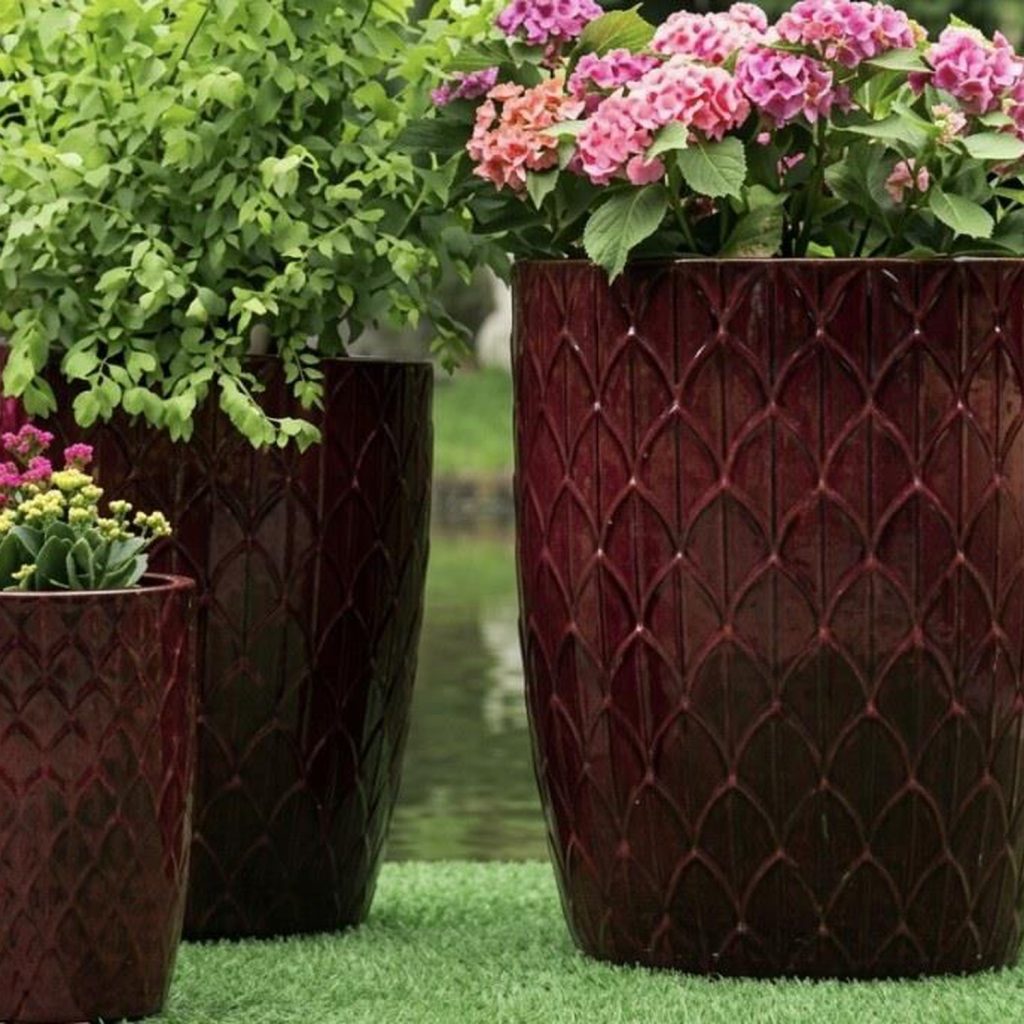 MACETA DE CERAMICA COLOR ROJO - S