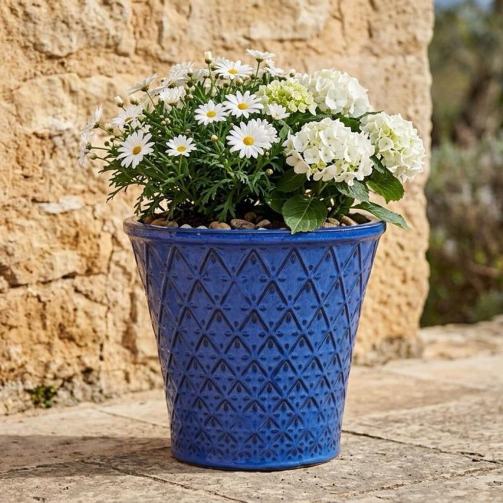 MACETA DE CERAMICA COLOR AZUL - L