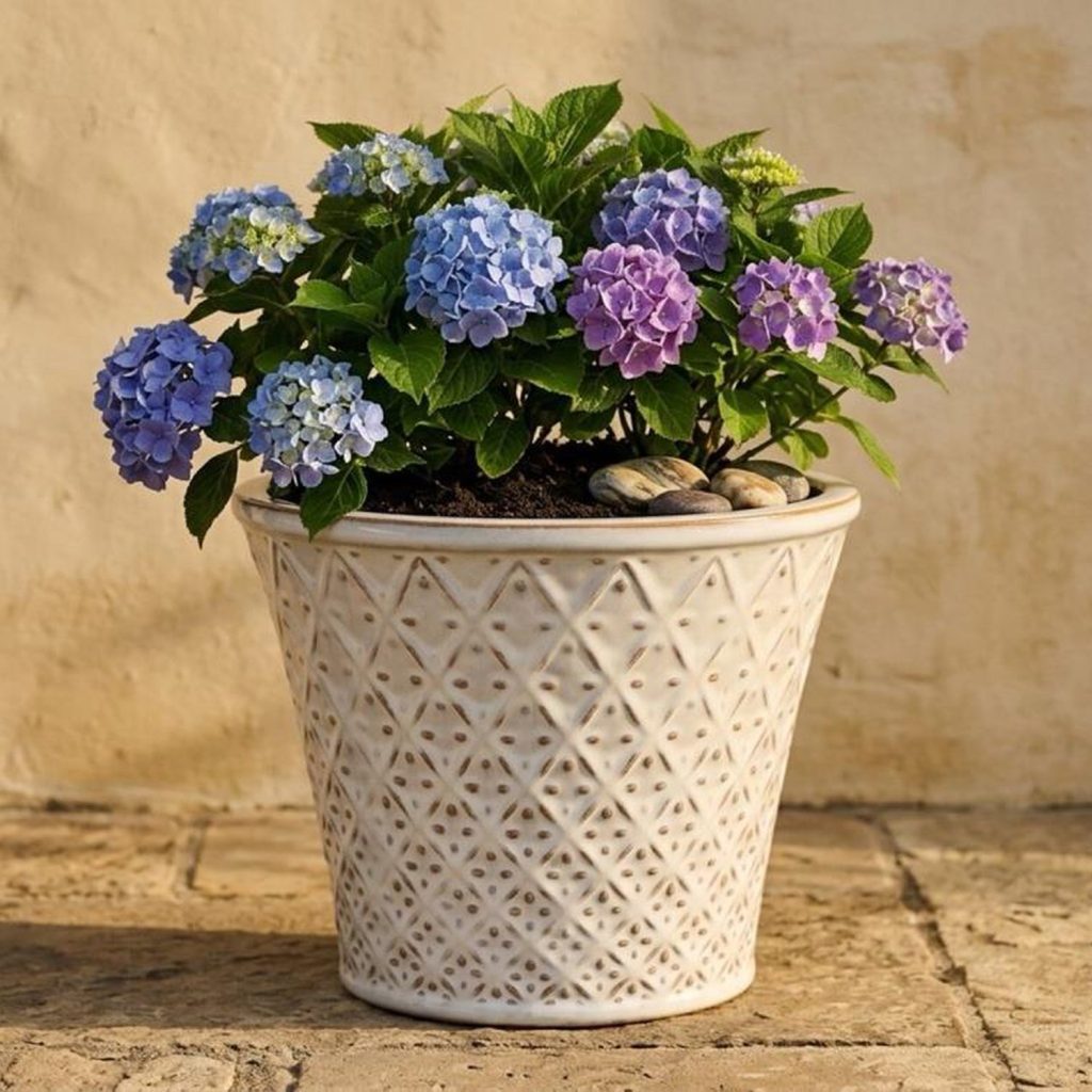 MACETA DE CERAMICA COLOR BLANCO - L