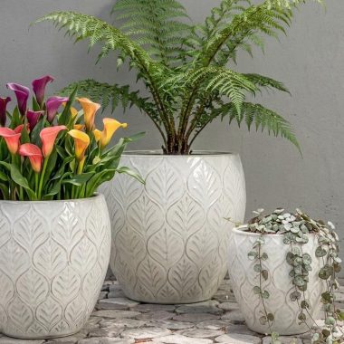 MACETA DE CERAMICA COLOR BLANCO - M