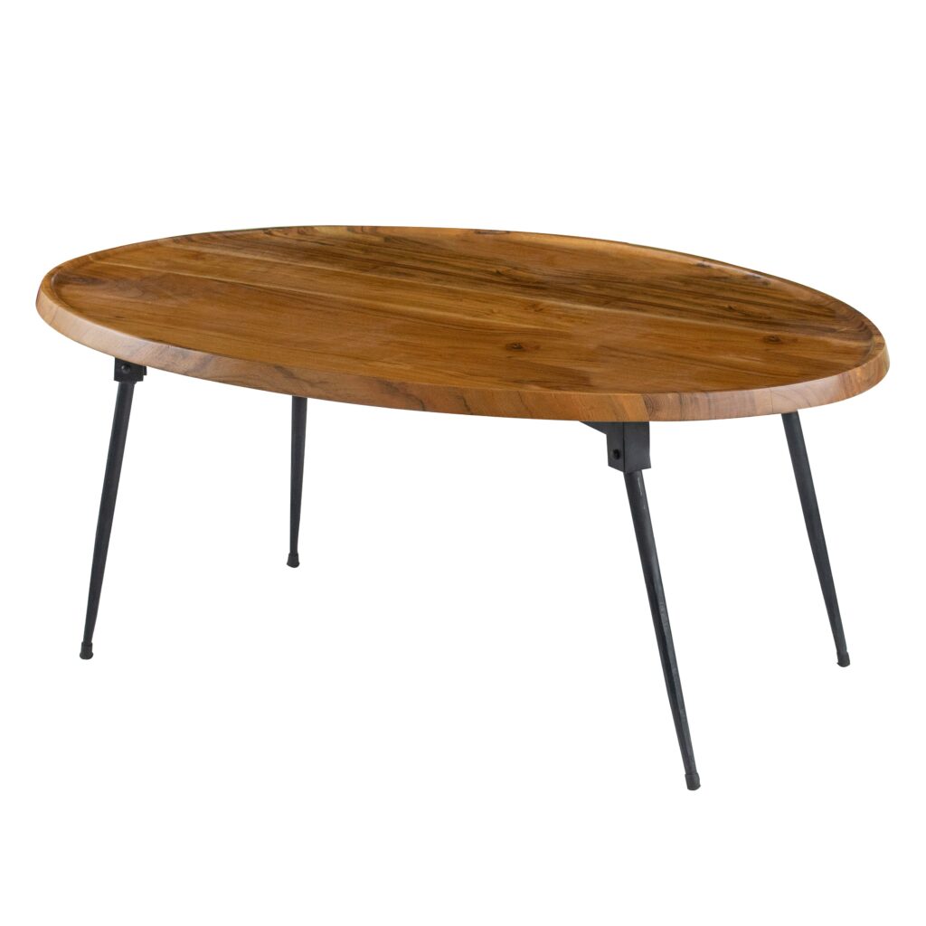 MESA DE CENTRO OVALADA DE MADERA