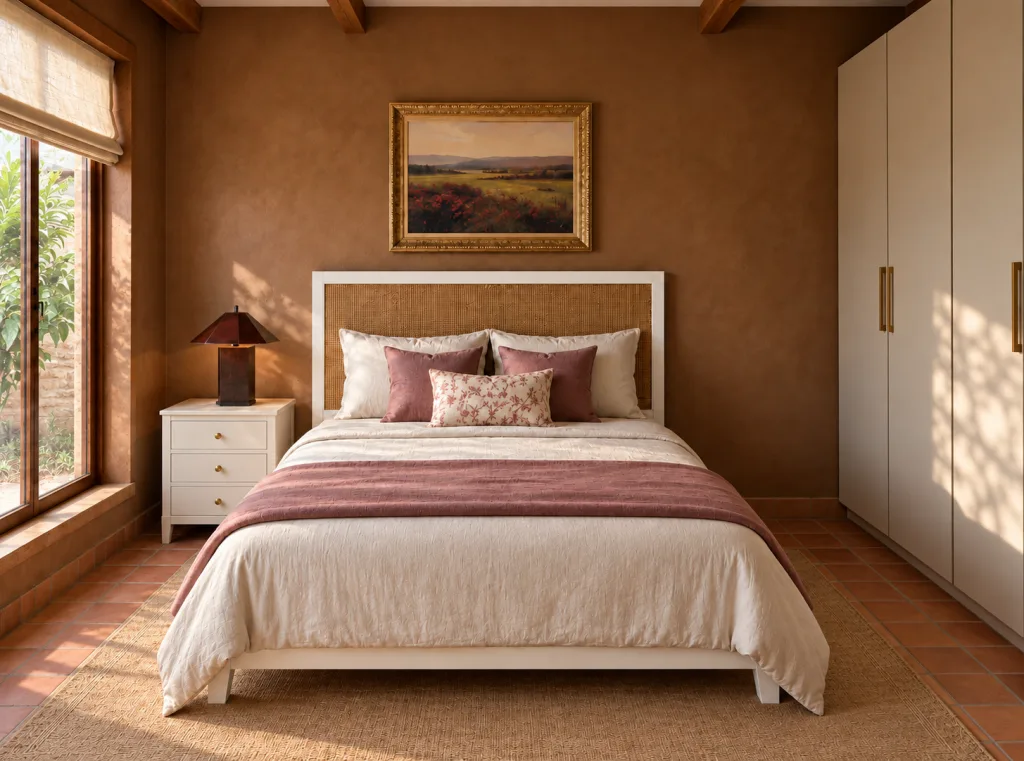 Cama KF034 en dormitorio decorado