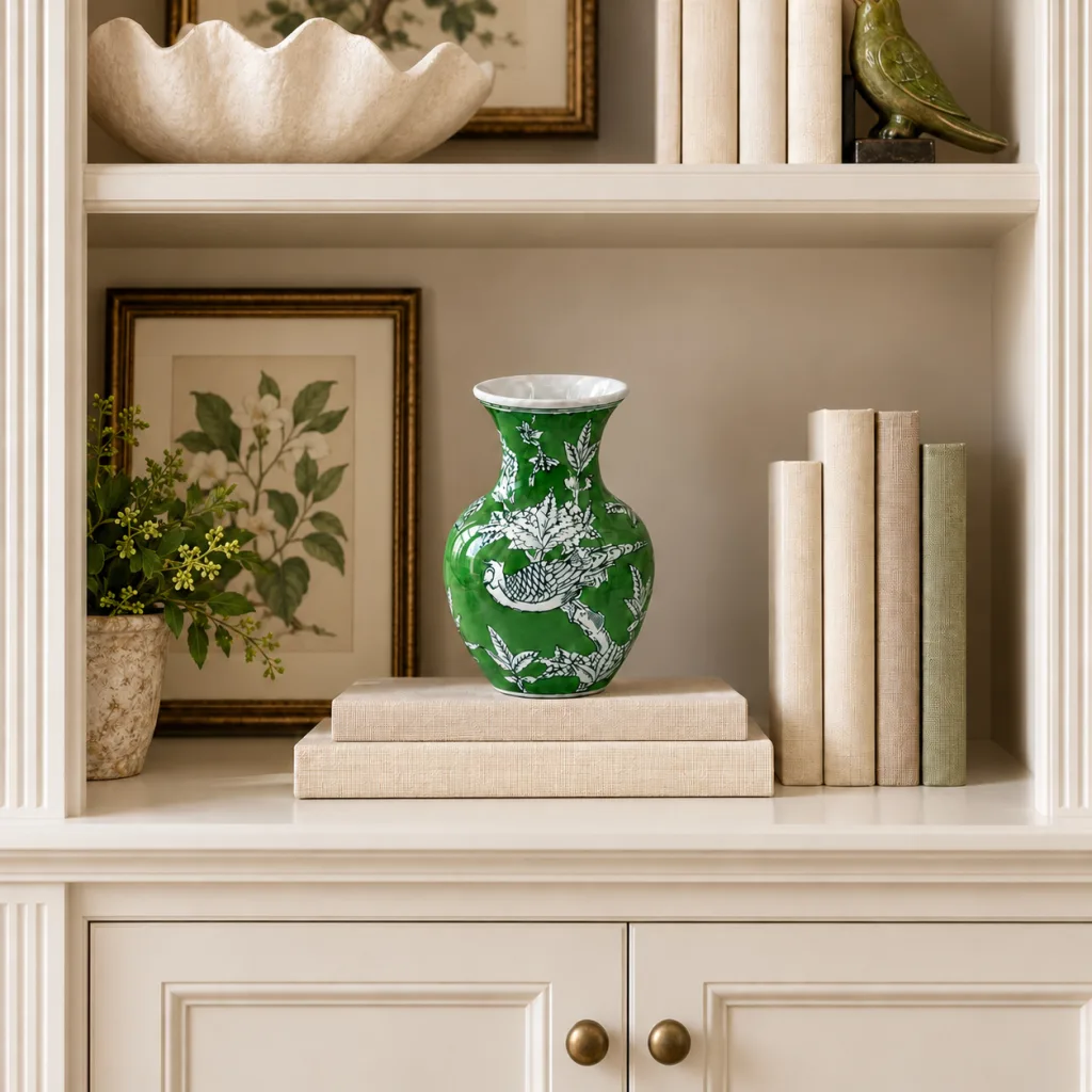 FLORERO PEQ FLOR Y AVE CUELLO DELG VERDE C8373A de KAAS en ambiente