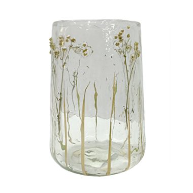 FLORERO VIDRIO DETALLE DE FLOR SECA L