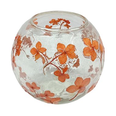 FLORERO VIDRIO REDONDO FLOR NARANJA