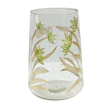 FLORERO VIDRIO FLOR DORADO/VERDE S