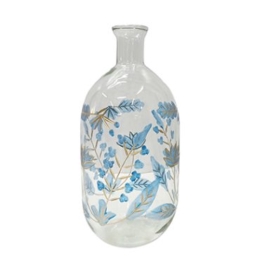 FLORERO VIDRIO ALTO FLOR AZUL