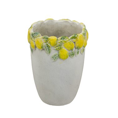 MACETA CREMA BORDE DE LIMON ALTA