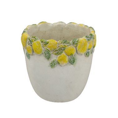 MACETA CREMA BORDE LIMON BAJA