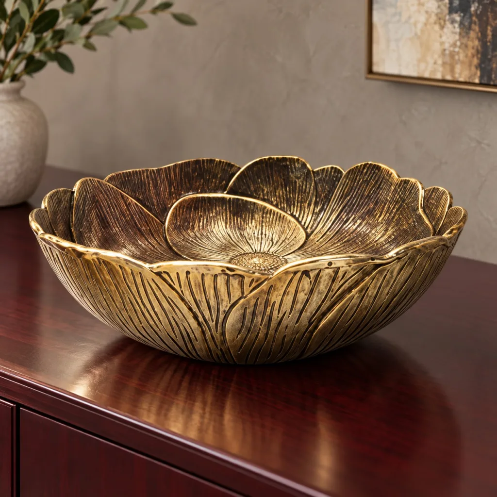 BOWL DORADO DISENO DE HOJAS L D5562L en ambiente
