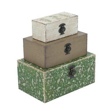 CAJA DECORATIVA VERDE FLOREADA