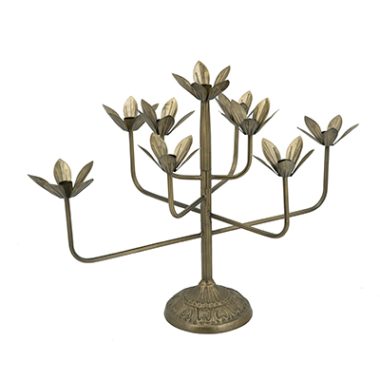 CANDELABRO FLOR DORADO ANTIGUO 9 VELAS
