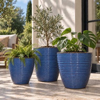 MACETA CERAMICA AZUL L