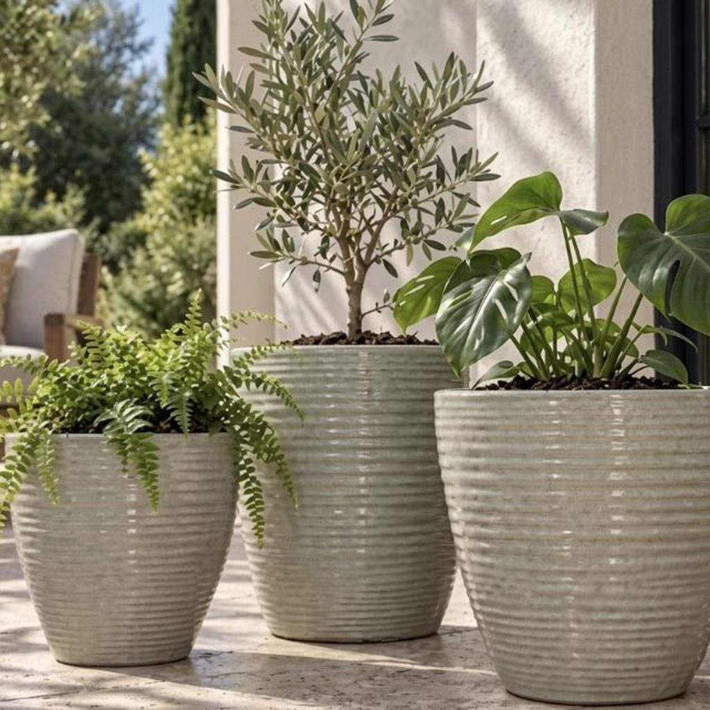 MACETA CERAMICA GRIS S