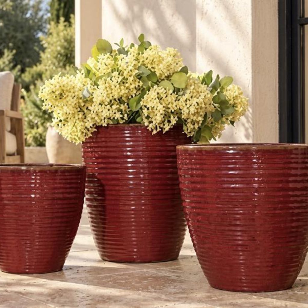 MACETA CERAMICA ROJO M
