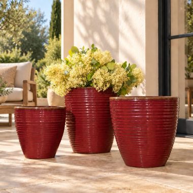 MACETA CERAMICA ROJO M