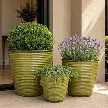 MACETA CERAMICA VERDE LIMON L