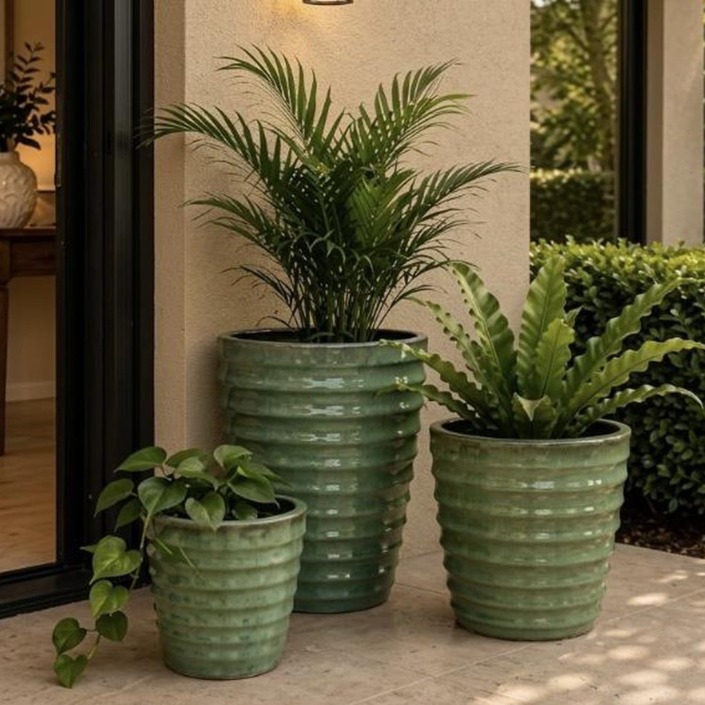 MACETA CERAMICA VERDE S