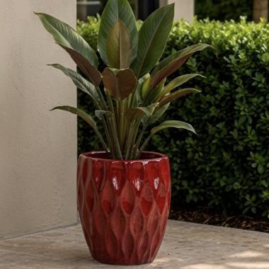 MACETA CERAMICA ROJO S