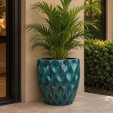 MACETA CERAMICA TURQUESA S