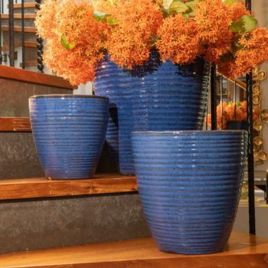 MACETA CERAMICA AZUL S