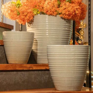 MACETA CERAMICA GRIS S