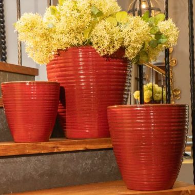 MACETA CERAMICA ROJO S