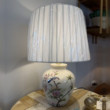 LAMPARA BLANCA FLOR ROSADA