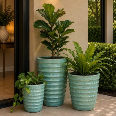 MACETA CERAMICA TURQUESA S