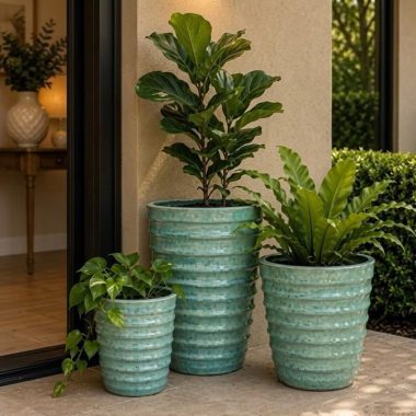 MACETA CERAMICA TURQUESA M
