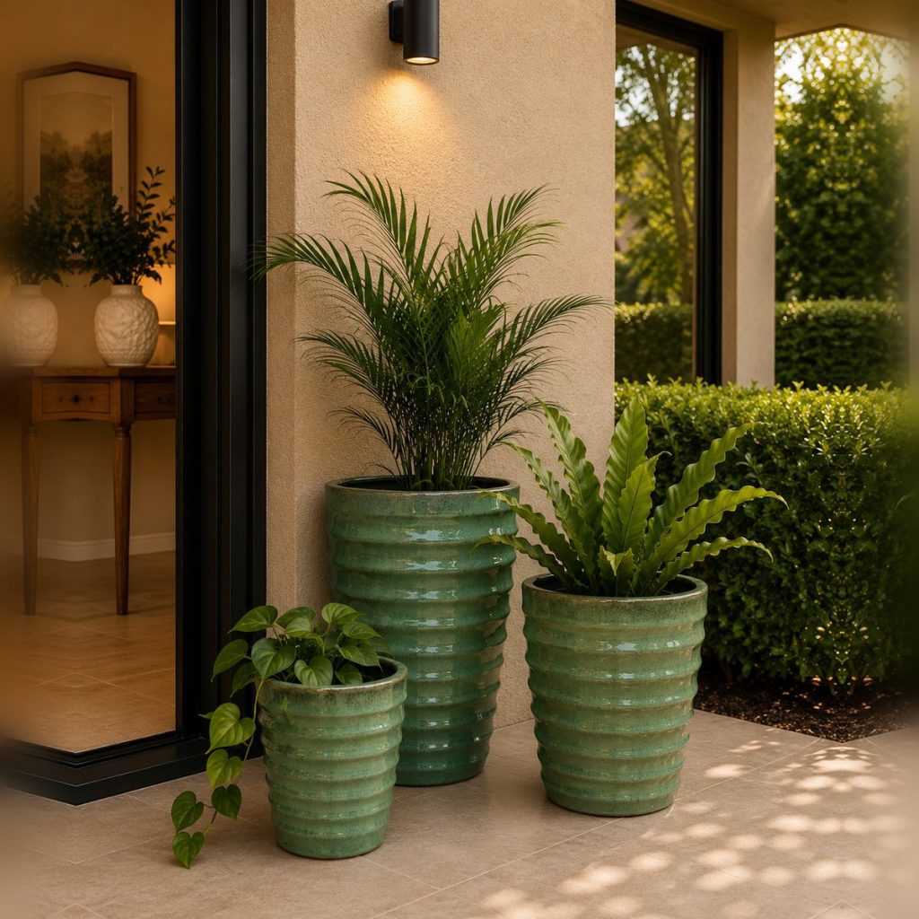MACETA CERAMICA VERDE L