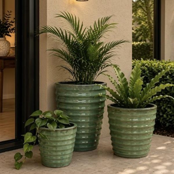 MACETA CERAMICA VERDE S